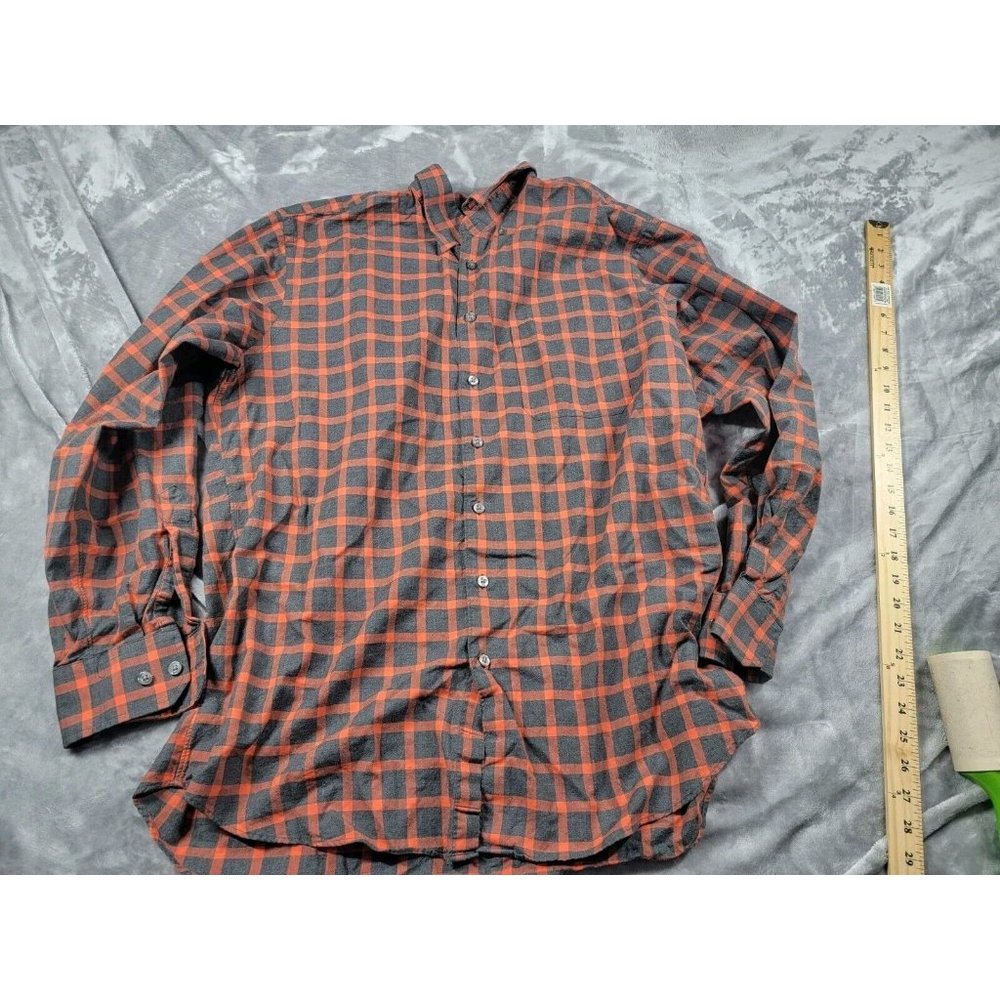 Scott Barber Orange Shadow Plaid Long Sleeve Button Down Shirt‎ Large